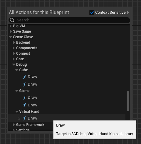 Some options for drawing a debug virtual hand