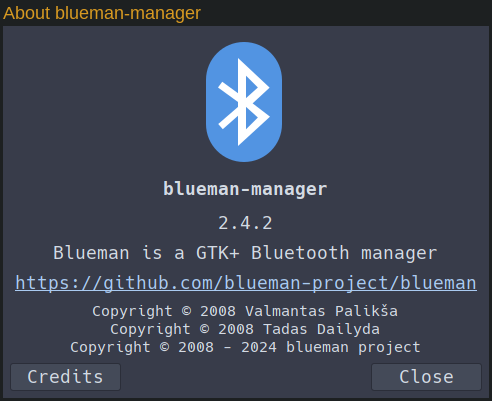 Connect to Nova gloves using Blueman Bluetooth Manager - Version