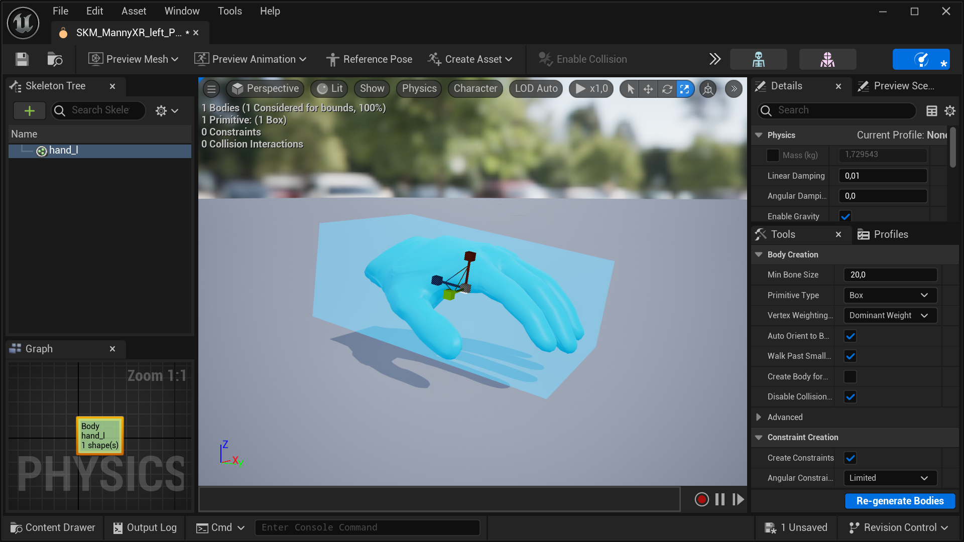 Setting up the Rigid Bodies - Adjusting the generated physics body