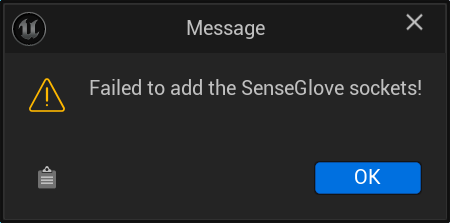 Adding the SenseGlove Sockets - Added sockets failure