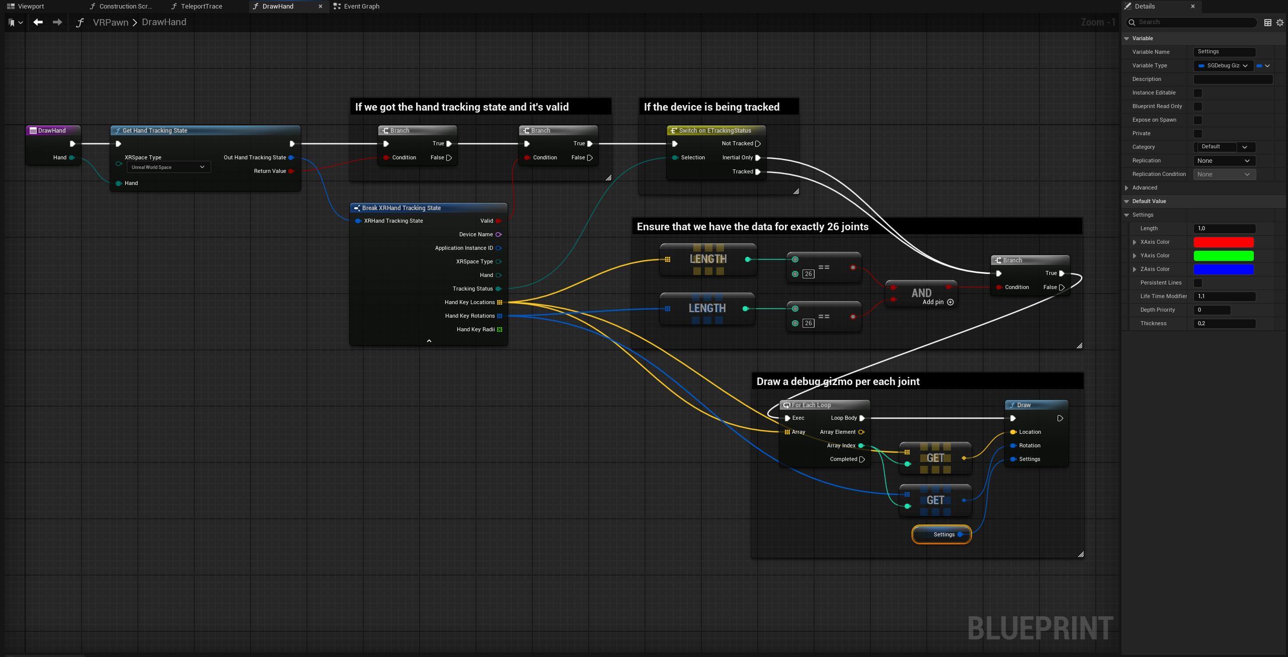 VRPawn Draw Hand function final implementation