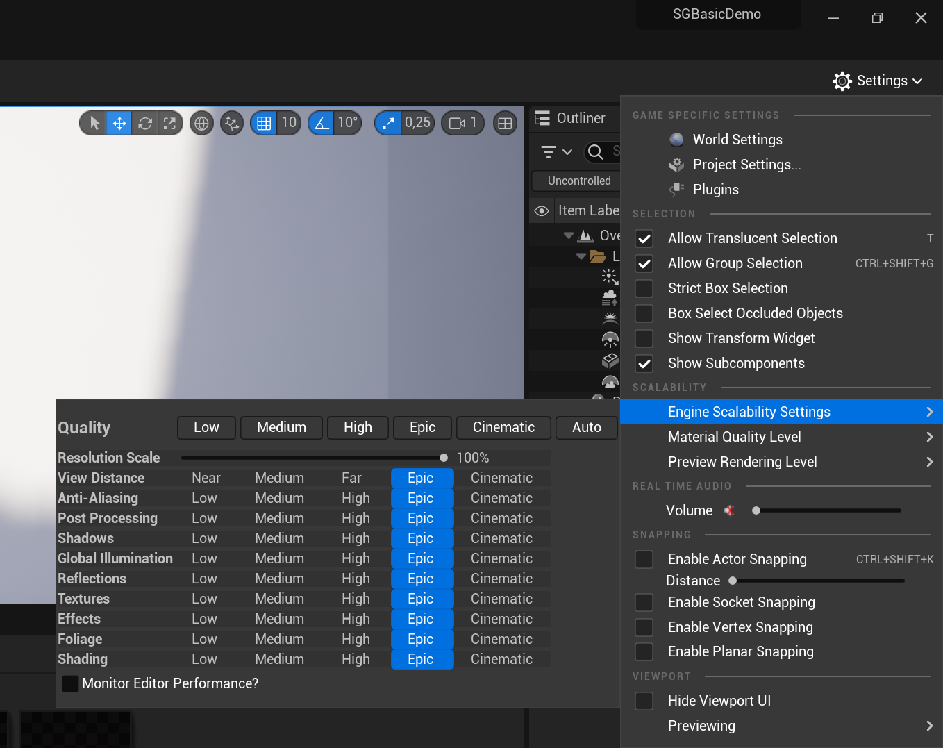 Game User Settings and Engine Scalability Settings - Unreal Editor Engine Scalability Settings