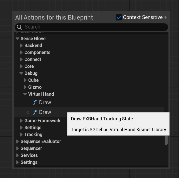 Some options for drawing a debug virtual hand