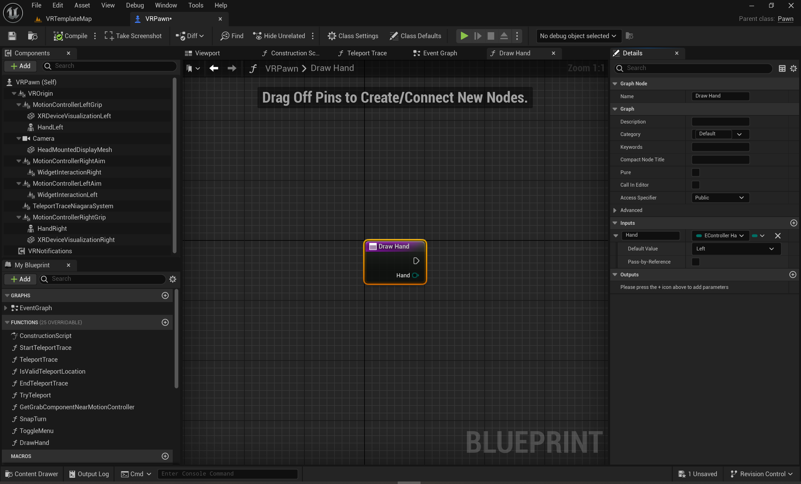 Adding the Blueprint Draw Hand function