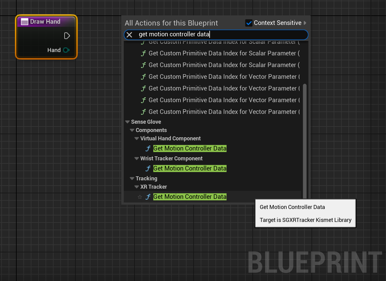 Adding the Get Motion Controller Data node