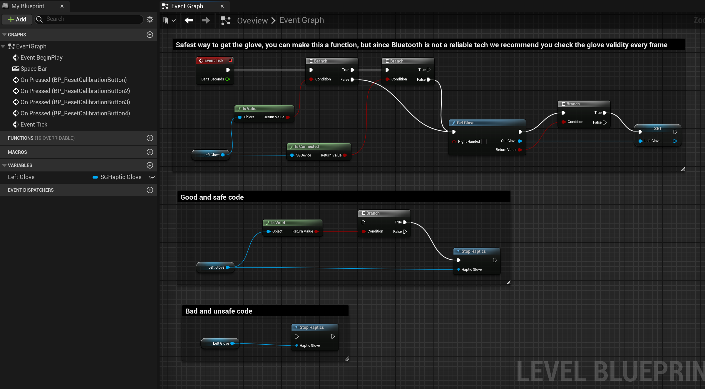 Safe and Reliable Glove Access in Blueprint