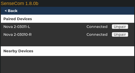 SenseCom on GNU/Linux - Pair Devices - List and Unpair functionality
