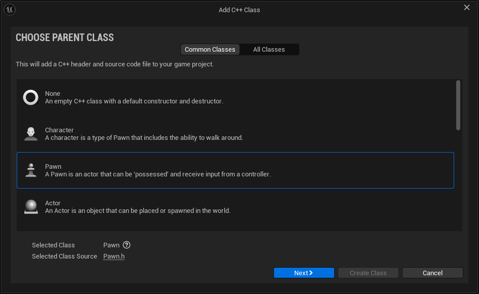 Naming the new C++ class DebugPawn Naming the new C++ class DebugPawn