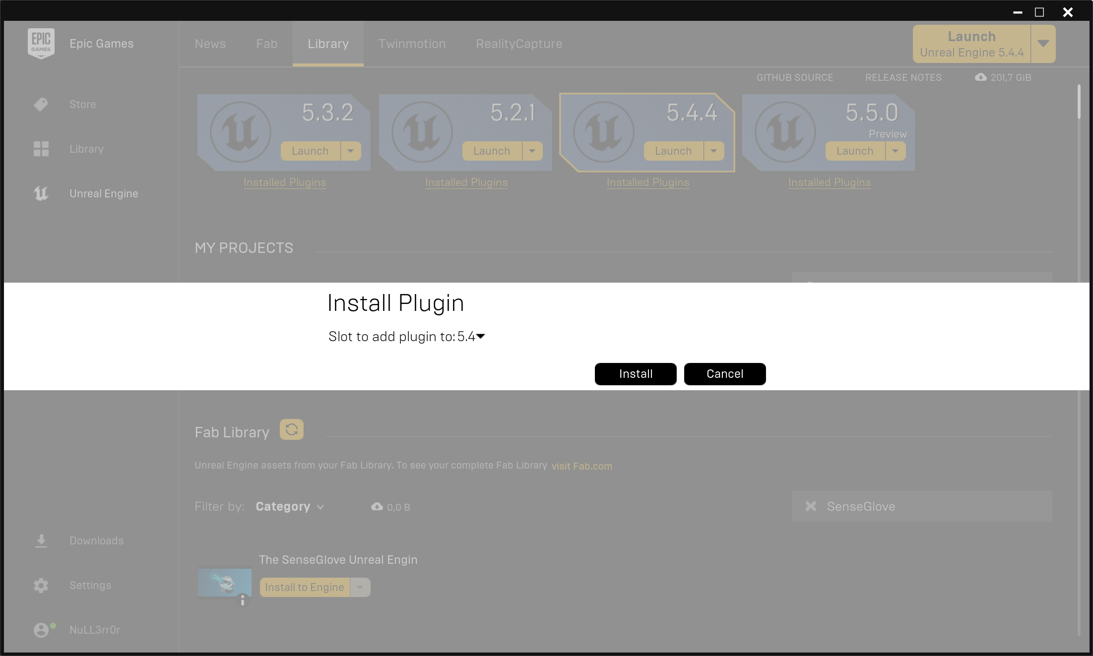 Plugin installation via the Epic Games Launcher - Installing the SenseGlove Unreal Plugin to a specifc Engine version Plugin installation via the Epic Games Launcher - Installing the SenseGlove Unreal Plugin to a specifc Engine version