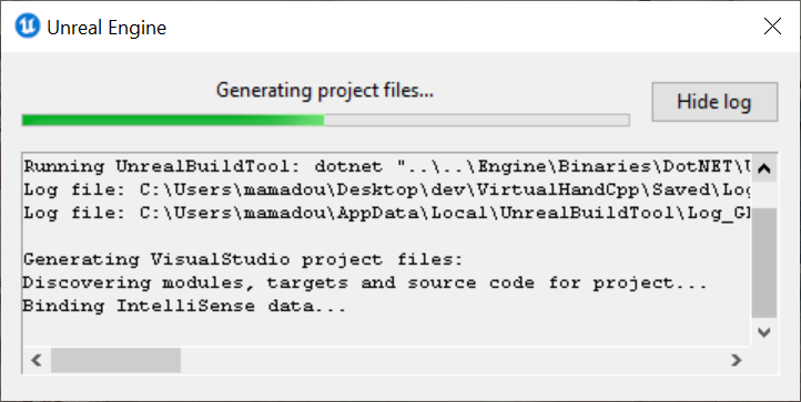 Plugin Installation via Microsoft Azure DevOps Repositories - Generating Visual Studio project files progress Plugin Installation via Microsoft Azure DevOps Repositories - Generating Visual Studio project files progress
