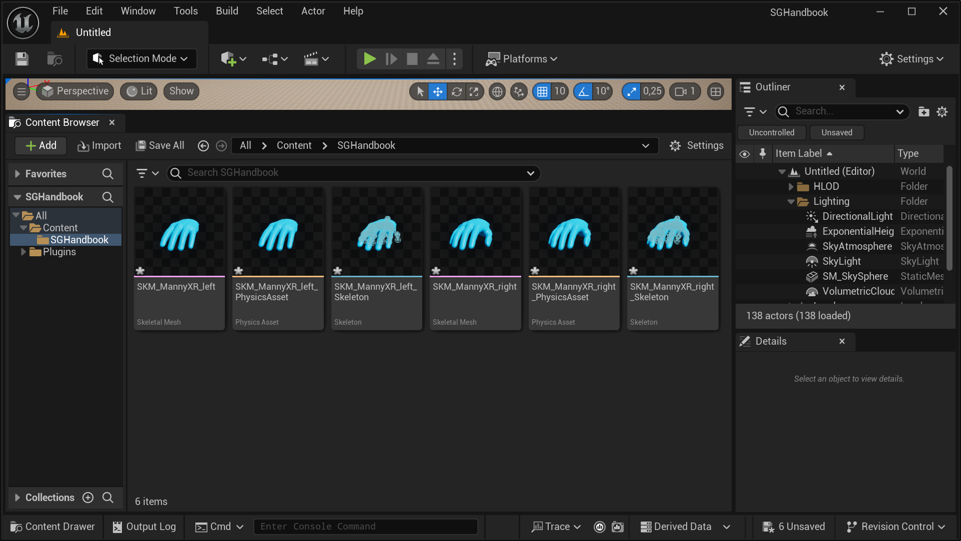 Importing the Virtual Hand Meshes into Your Own Project - Saving all virtual hand mesh assets Importing the Virtual Hand Meshes into Your Own Project - Saving all virtual hand mesh assets