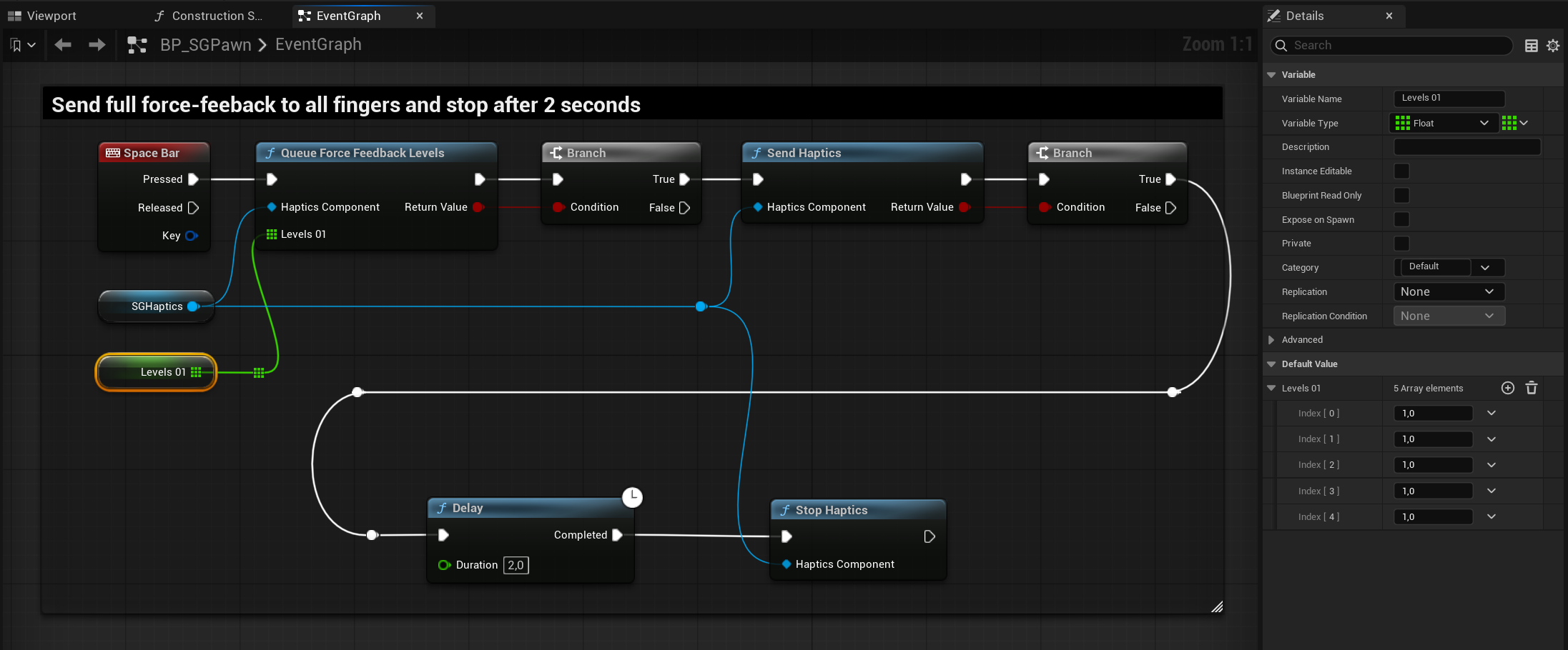 SGHapticsComponent - Blueprint example: Force-feedback SGHapticsComponent - Blueprint example: Force-feedback