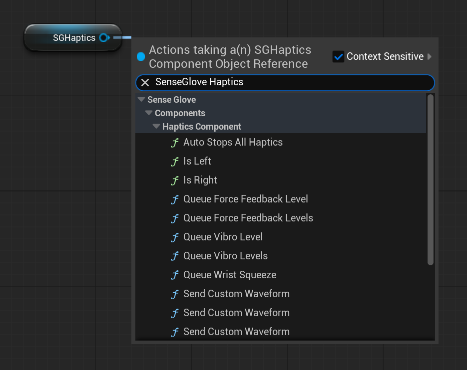 SGHapticsComponent - Blueprint functions SGHapticsComponent - Blueprint functions