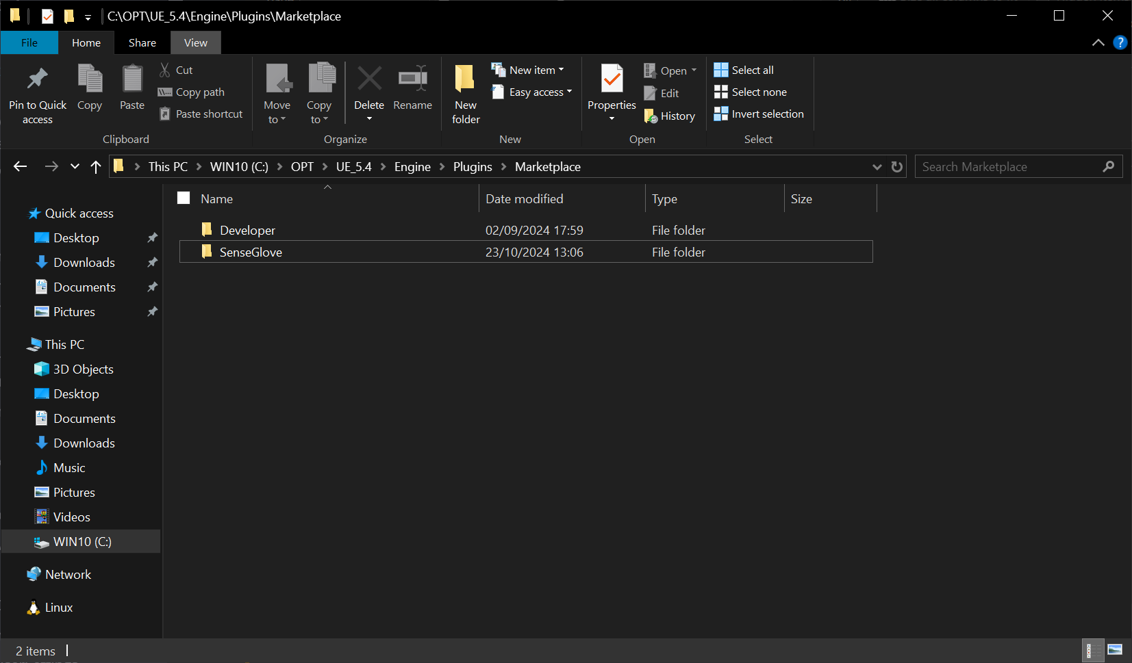 Plugin installation via the Epic Games Launcher - The SenseGlove Unreal Plugin installation path Plugin installation via the Epic Games Launcher - The SenseGlove Unreal Plugin installation path