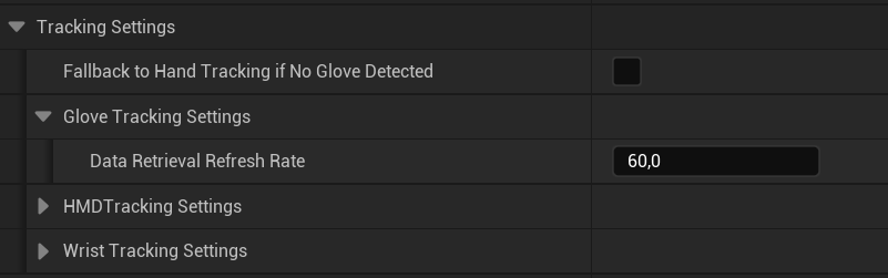 The Glove-tracking Settings