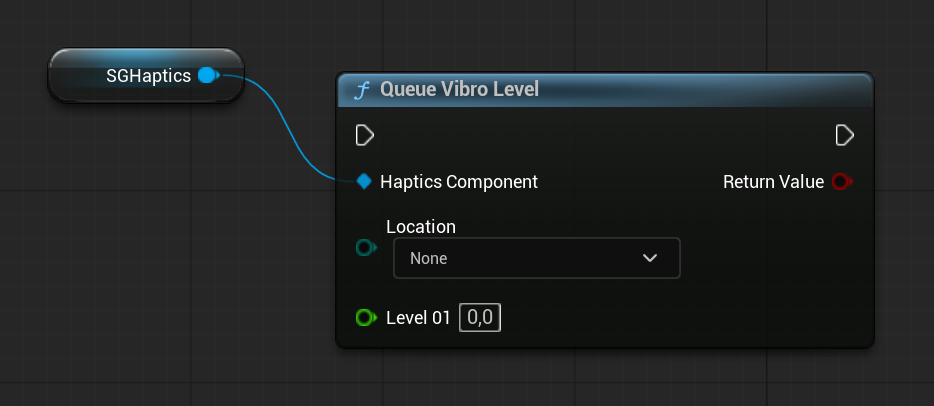 SGHapticsComponent - Blueprint function: Queue Vibro Level