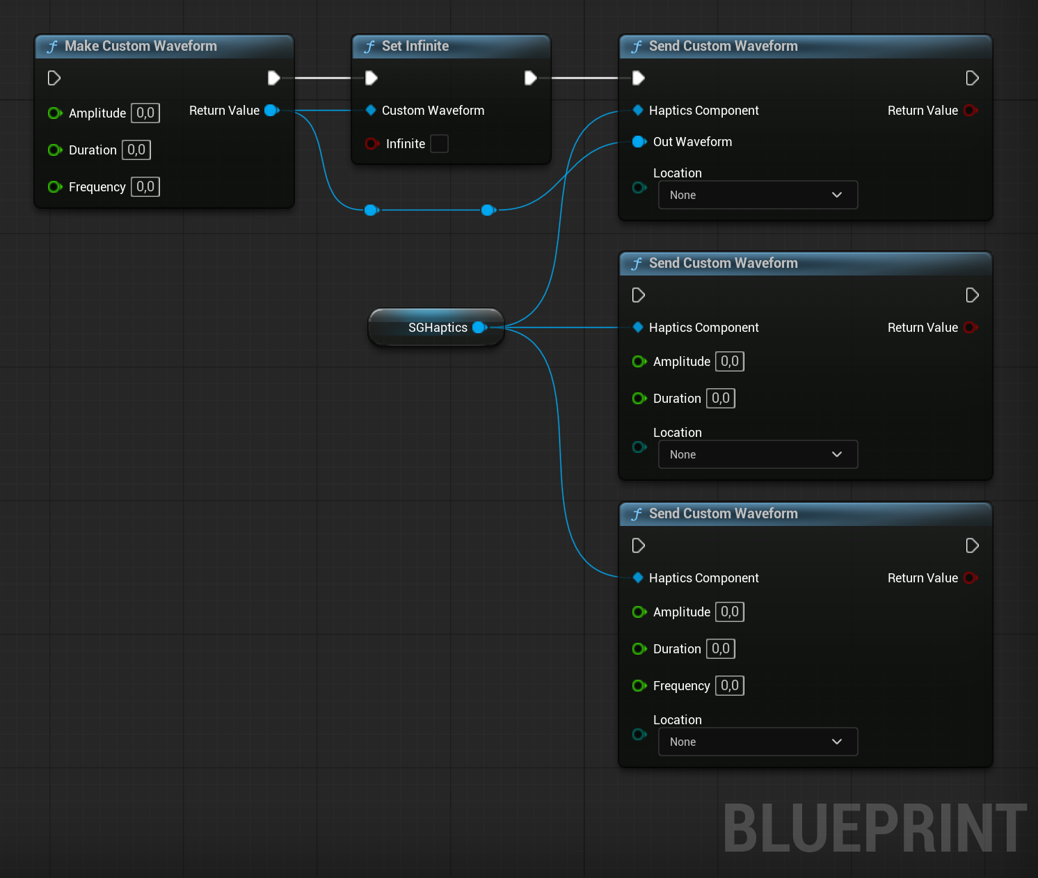 SGHapticsComponent - Blueprint function: Send Custom Waveform SGHapticsComponent - Blueprint function: Send Custom Waveform