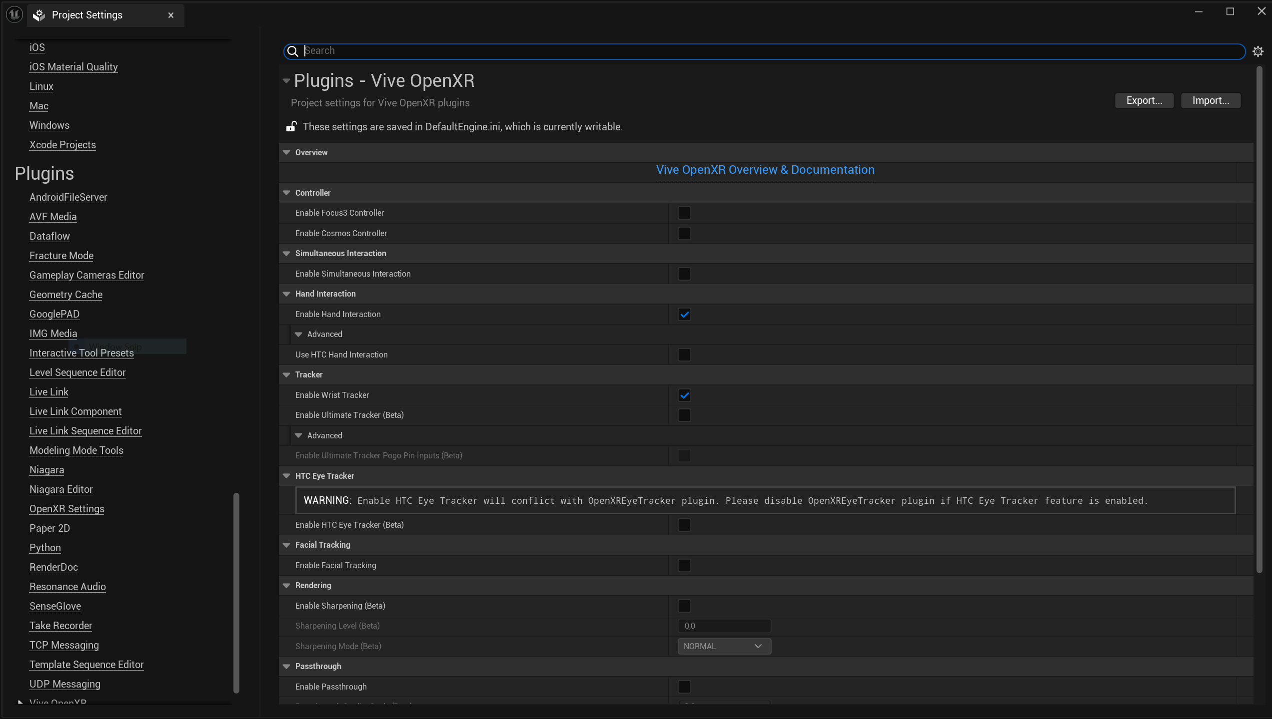 Enabling XR_EXT_hand_tracking OpenXR Extension on VR Headsets in Standalone Mode - ViveOpenXR Plugin Settings - The SenseGlove Unreal Engine Compatible Settings