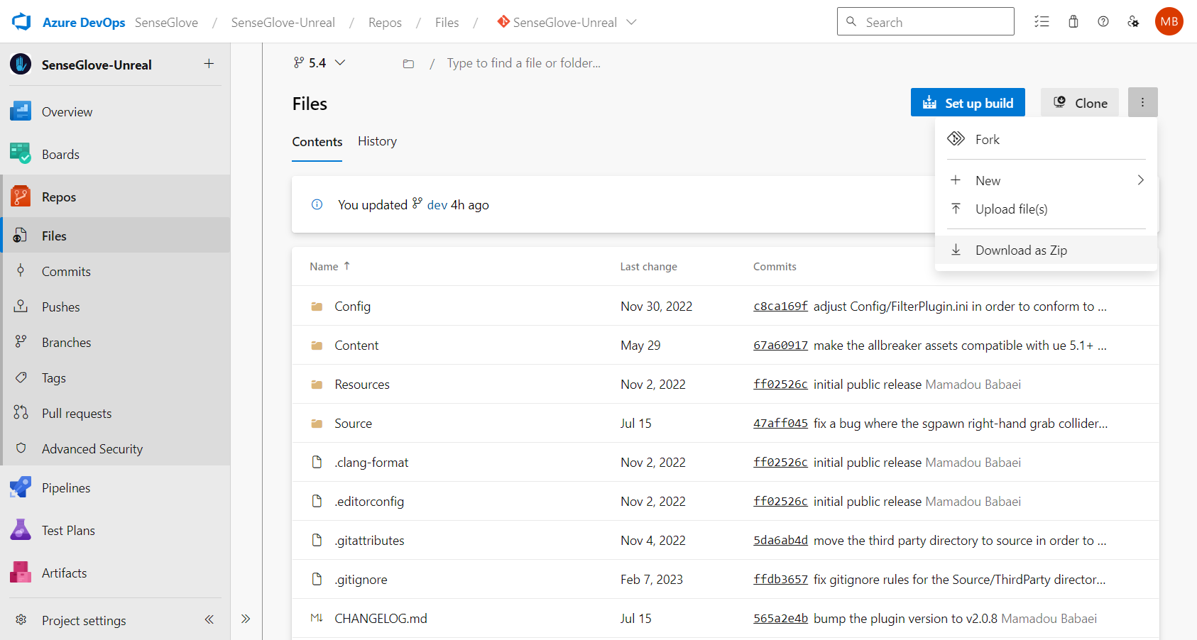 Plugin Installation through Microsoft Azure DevOps Repositories - Downloading a branch or tag as Zip