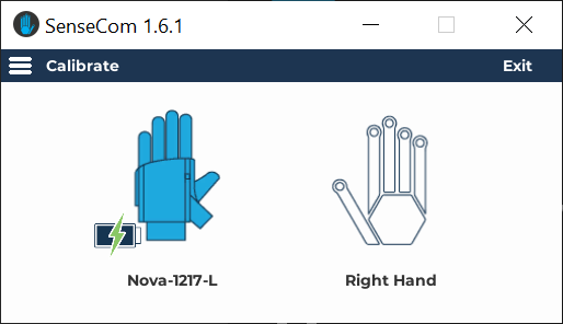 SenseCom on Microsoft Windows - A successful SenseCom and Nova Glove connection