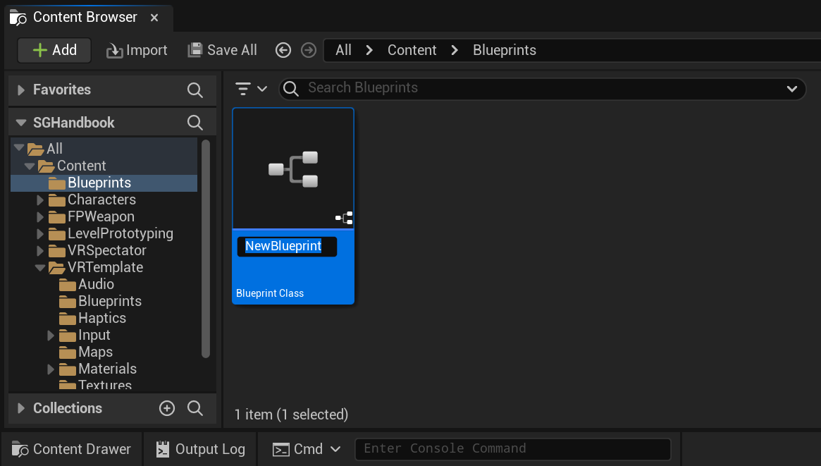 Extending SGPlayerController - Renaming NewBlueprint