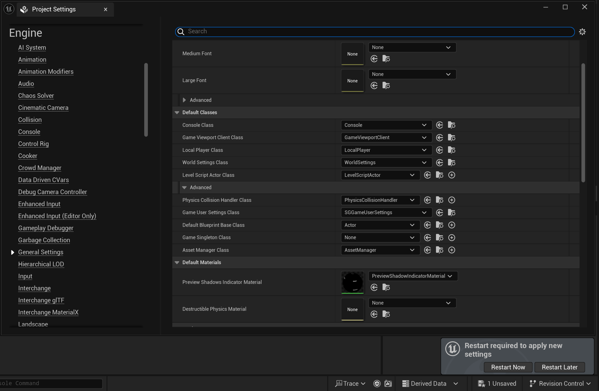 Setting Up SGGameUserSettings - Setting the default class SGGameUserSettings