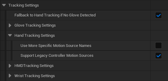 The Hand-tracking Settings